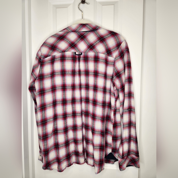 EUC Kut from the Kloth Womens Gauzy Plaid Snap Button Long Sleeve Shirt - Picture 2 of 5